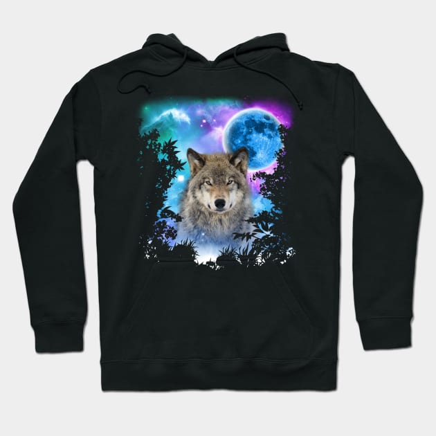 Timber Wolf MidNight Forest Hoodie by Ratherkool